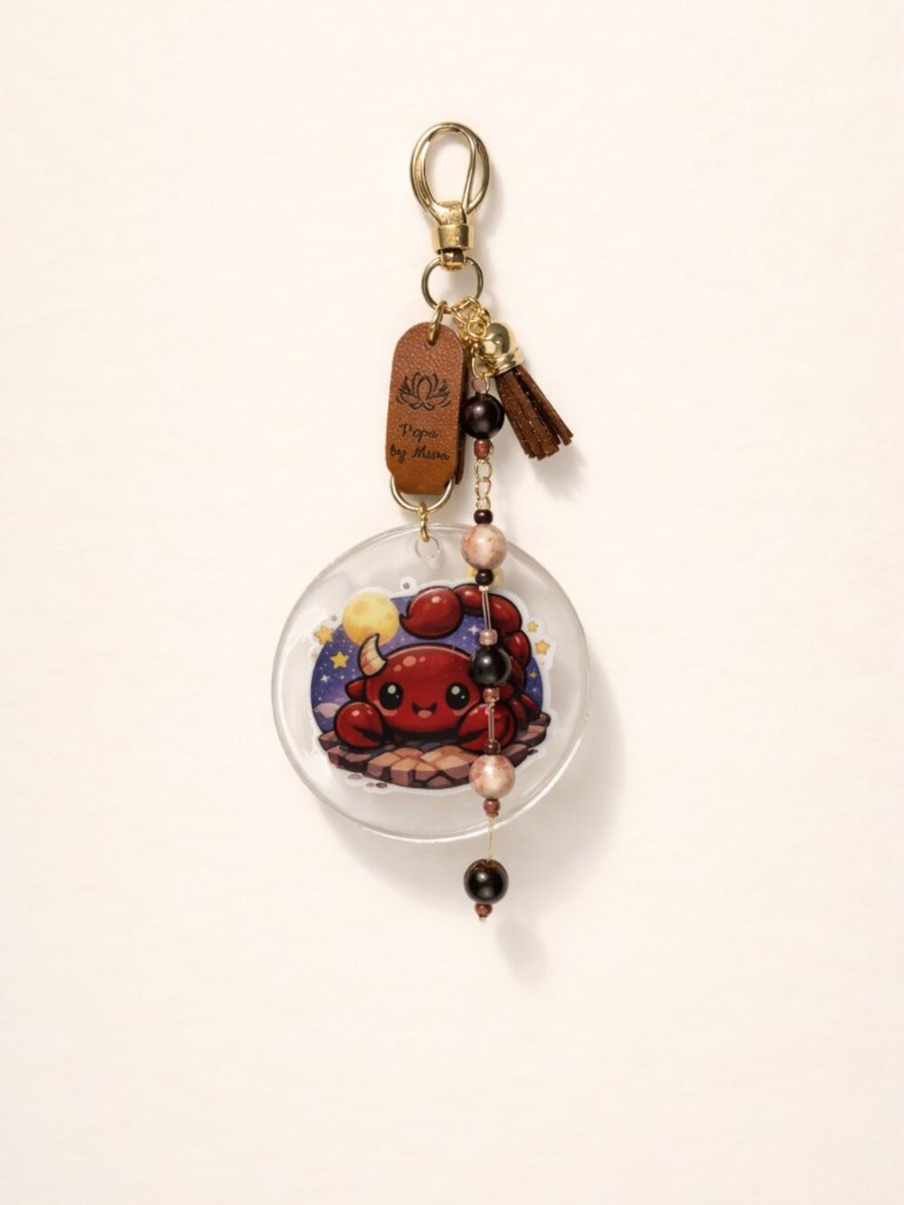 Scorpio Zodiac Keychain 6"– Cute Acrylic Charm with Tassel & Beaded Details